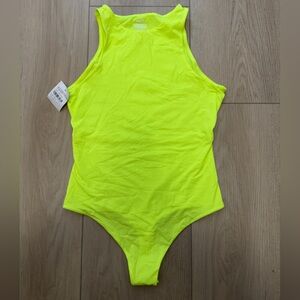Skims yellow/green high neck bodysuit, size M, NWT
